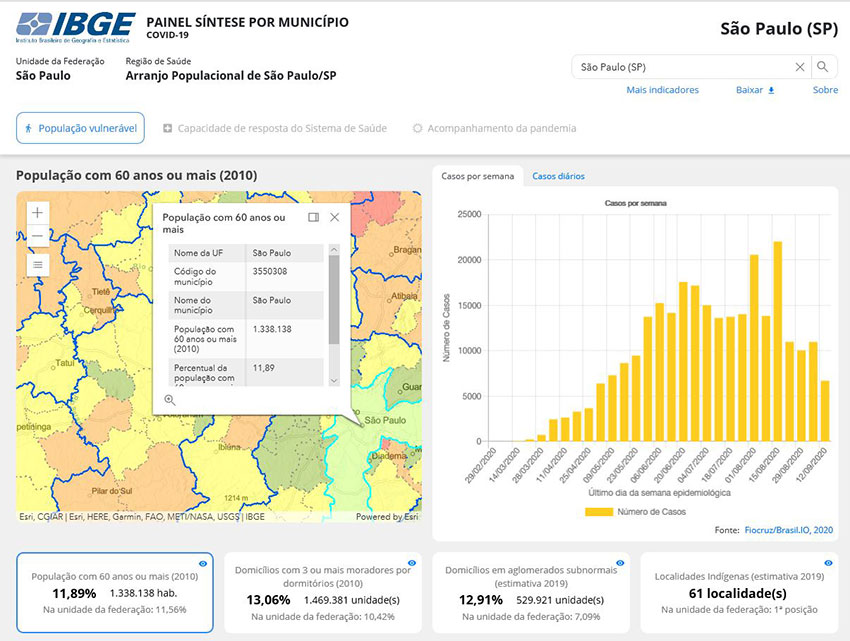 TelaPainel 1 IBGE lança painel interativo para apoiar municípios no combate à pandemia
