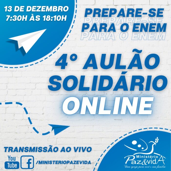 AULAO e1607602992129 Ministério Paz e Vida realizará 4º Aulão Solidário para o Enem em Guanambi