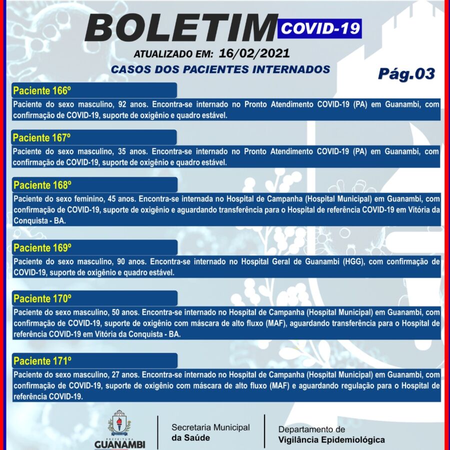 WhatsApp Image 2021 02 16 at 20.17.20 3 Guanambi registra mais 20 casos e atinge 3405 infectados pela covid-19; 3272 estão recuperados