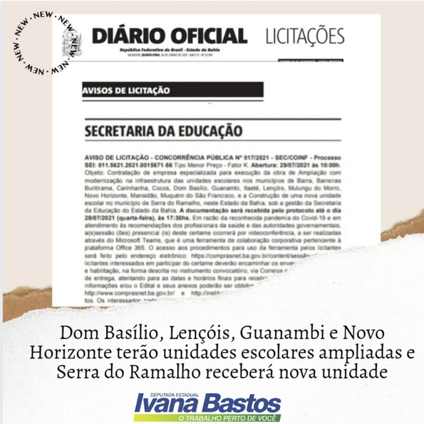 licitacao iuiu Deputada comemora abertura de licitação para a construção e ampliação de escolas