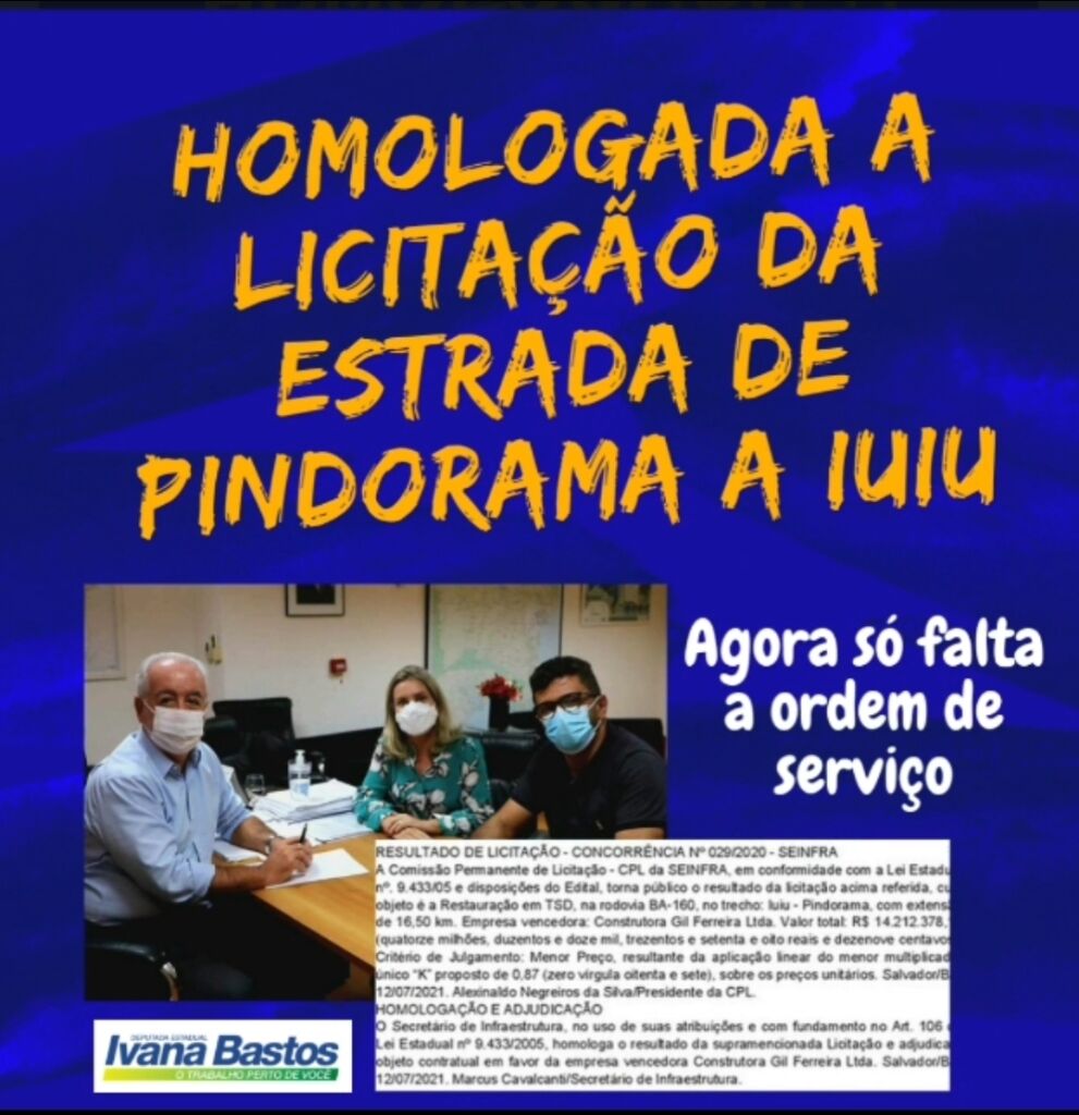 Pindorama Iuiu Homologada a licitação para as obras da estrada de Pindorama a Iuiu