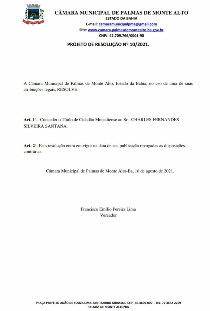 WhatsApp Image 2021 08 20 at 14.39.12 Câmara de Palmas de Monte Alto concede Título de Cidadania ao Deputado Federal Charles Fernandes