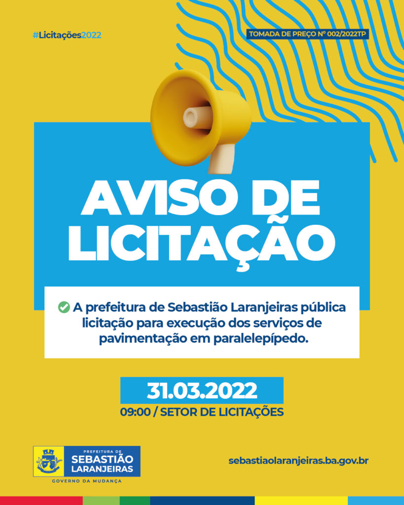 Licitação Prancheta 1 Prefeitura publica licitação para obras de pavimentação em Sebastião Laranjeiras