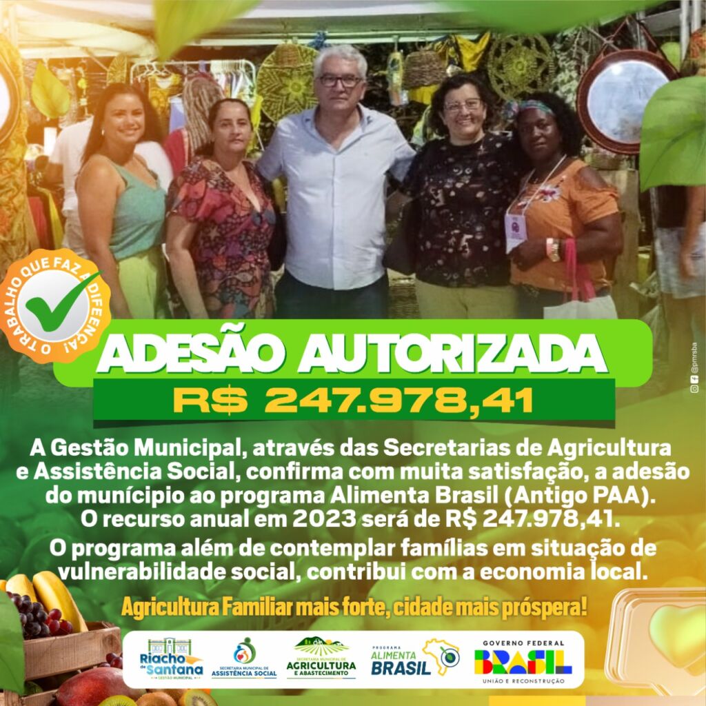 WhatsApp Image 2023 01 10 at 12.19.07 Programa Alimenta Brasil disponibilizará quase R$ 250 mil para famílias em situação de vulnerabilidade social em Riacho de Santana