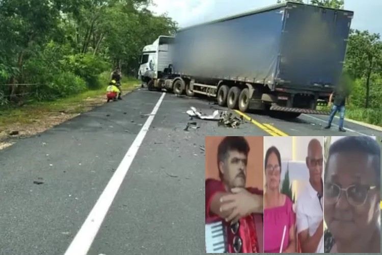 Quatro pessoas de Lagoa Real morrem após batida frontal entre carro e carreta na BR-135