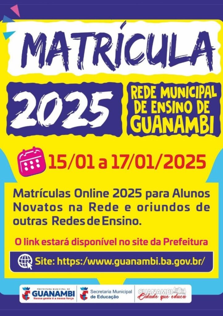 WhatsApp Image 2025 01 09 at 10.21.45 Secretaria de Educação de Guanambi informa período de matrículas para alunos novatos; sistema será 100% online