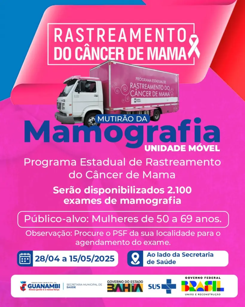 WhatsApp Image 2025 04 17 at 10.21.17 Secretaria de Saúde de Guanambi, firma parceria com a SESAB para realizar 2.100 mamografias; saiba como agendar o exame